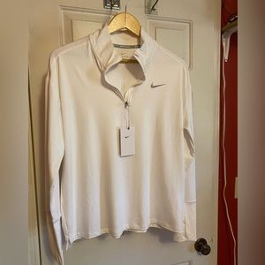 Nike Running Dri-Fit Quarter-Zip in White in Womens Size Large NWT